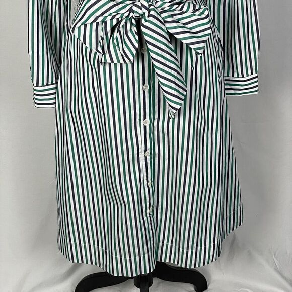J. Crew Poplin Cotton Stripe Tie Waist Shirt Dress - Women’s 2 - Picture 3 of 8